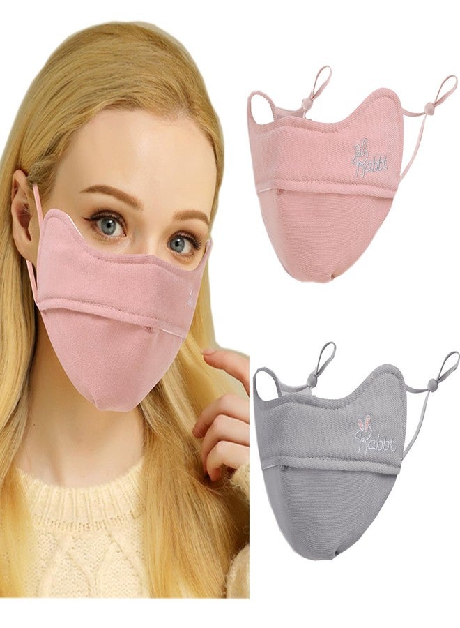 YUANST 2Pcs Winter Face Mask, Warm Windproof Face Cover, Balaclava Thermal Face Mask Cold Weather, Breathable Reusable (Pink+Gray) - Image 1